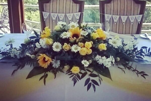 Top Table Arrangement Top table arrangement at Craigynos Castle